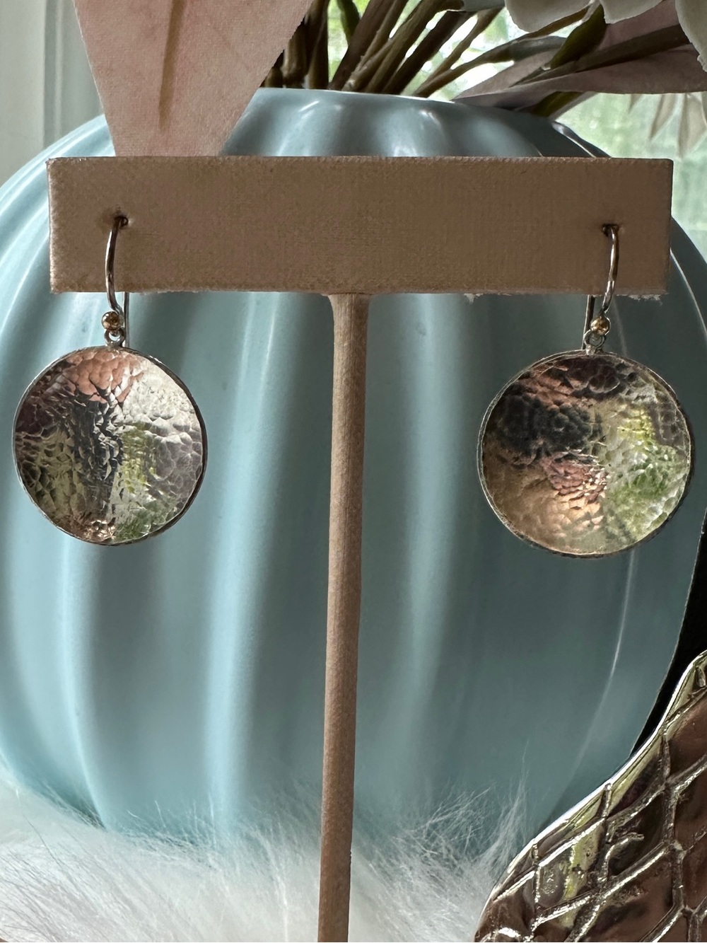 GURHAN Sterling Silver with 24k Gold Hammered Disk Earrings